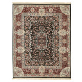 Hand Knotted Wool Area Rug in Ivory/Peach