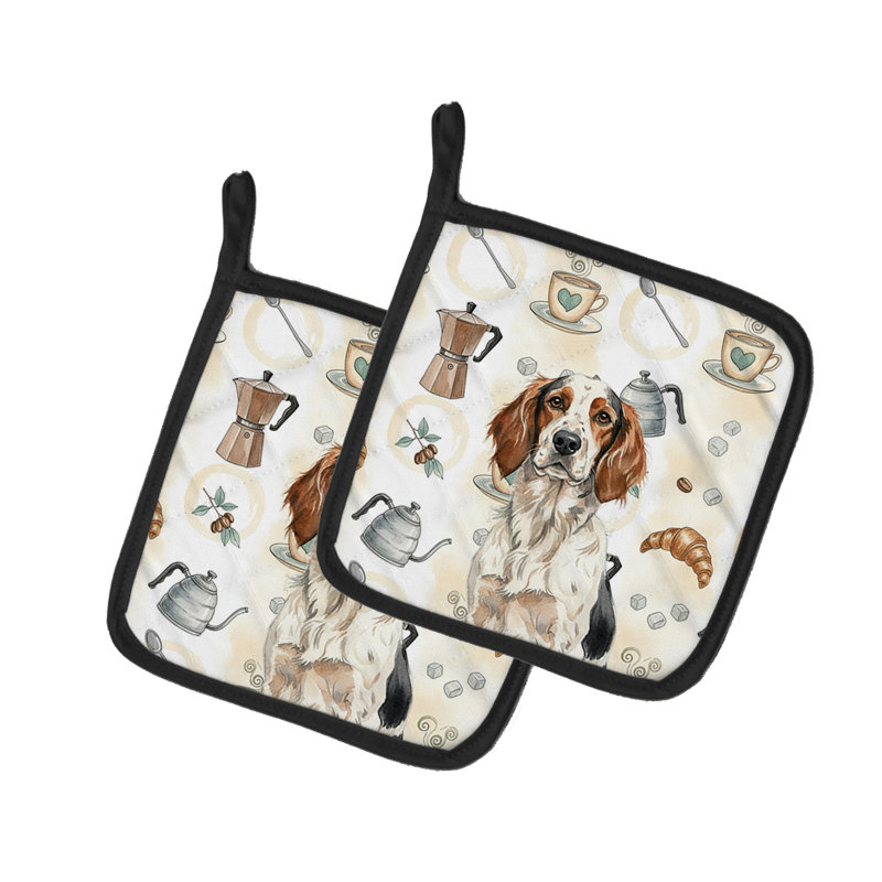 Tricolor English Setter Coffee Bar Pair of Pot Holders