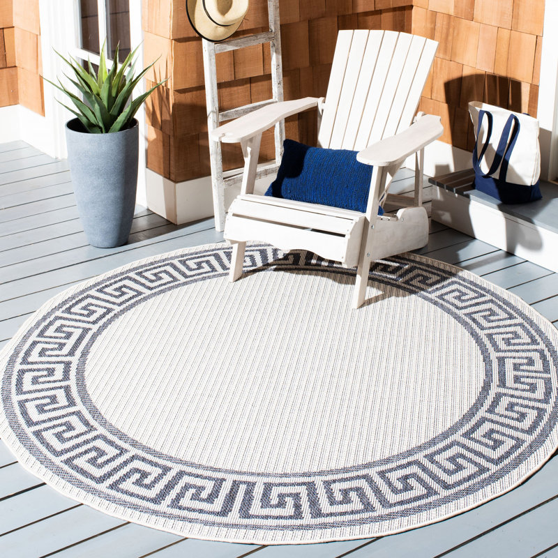Brympton Performance Machine Washable Geometric Indoor/Outdoor Area Rug, Round 8'