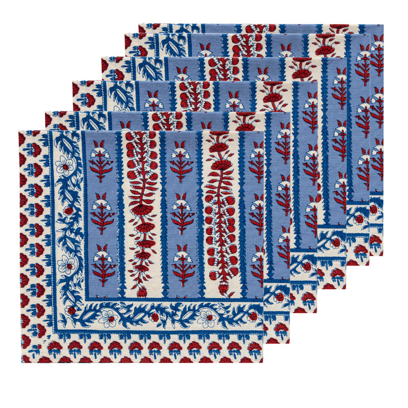 Serviette Charlemont 19 po x 19 po, Rouge / bleu