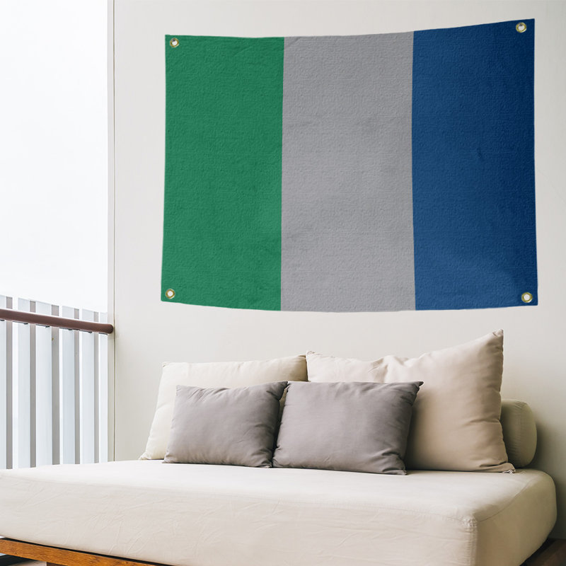 Tapisserie de polyester Vancouver, Vert / gris froid / bleu foncé, H 59 po x l 80 po x P 2 po