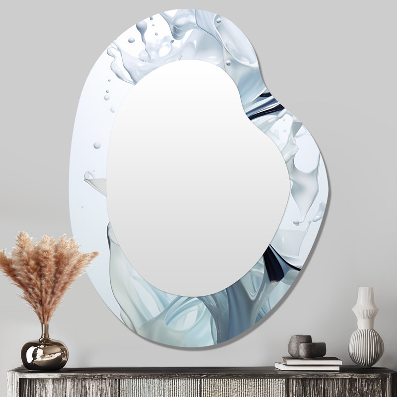 Liquid Source Innocence - Marble Asymmetrical Unique Wall Mirror, Modern Unique Shape Mirror, Printed Metal Art