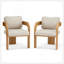 Ensemble de 2 chaises de salle à manger avec dossier coussiné, tissu beige, structure en bois massif-283535841-283535845