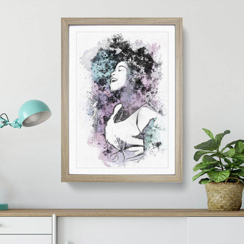 Sarah Vaughan in Abstract - Picture Frame Painting Print, Oak, 50cm H x 35cm W x 2cm D
