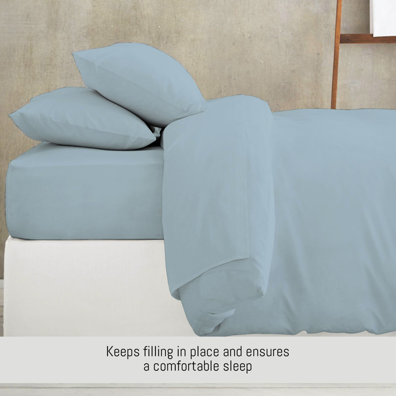 Purity Home 300TC 100% Organic Cotton Duvet Set, Double Duvet Cover + 2 Standard Pillowscases, Blue