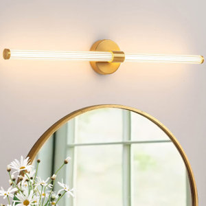 Buchan 1-Light LED Gold Vanity Light Bathroom Light Strip Mirror Headlights Dresser Light Bar