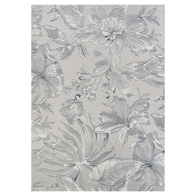 Tapis d'extérieur gris tissé à plat Dolce Performance, Rectangle 9 pi 8 po x 13 pi 6 po
