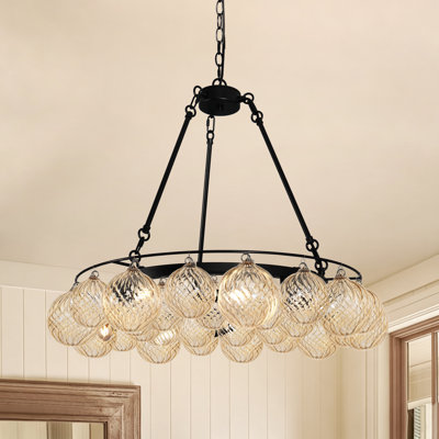 Lustre 8 lumières en verre bullé 8 lumières à intensité variable moderne pour le salon