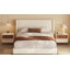 Bed Frame, Beige Fabric Bed with Padded Headboard and Wooden Slatted Base-120640636