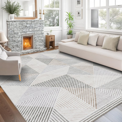 Jahree Miles Modern Geometric Machine Washable Area Rug