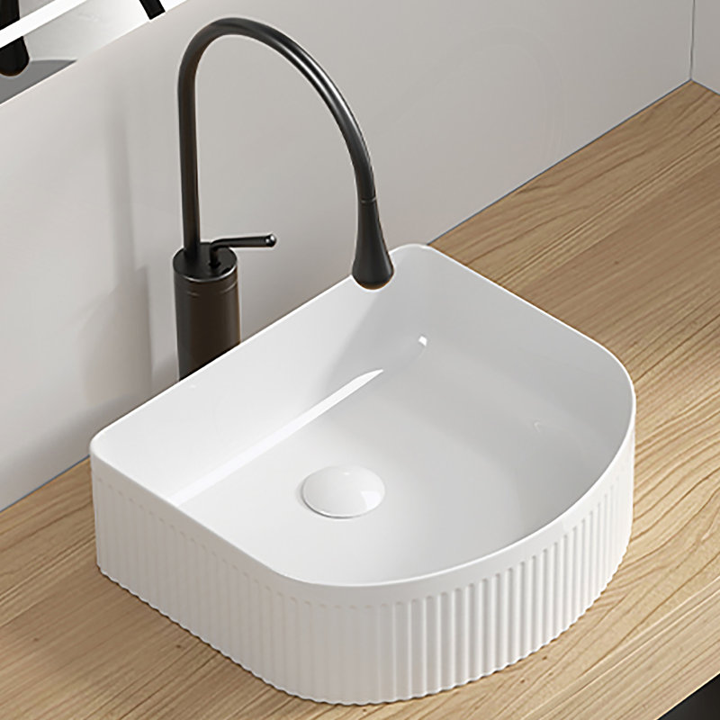 Lavabos rectangulaires pour salle de bain Petits lavabos modernes pour salle de bain Lavabo vasque en céramique Lavabo vasque en céramique blanc brillant