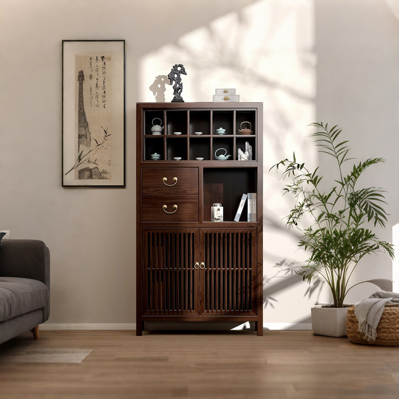 31.5"New Chinese-style walnut display cabinet with storage compartments