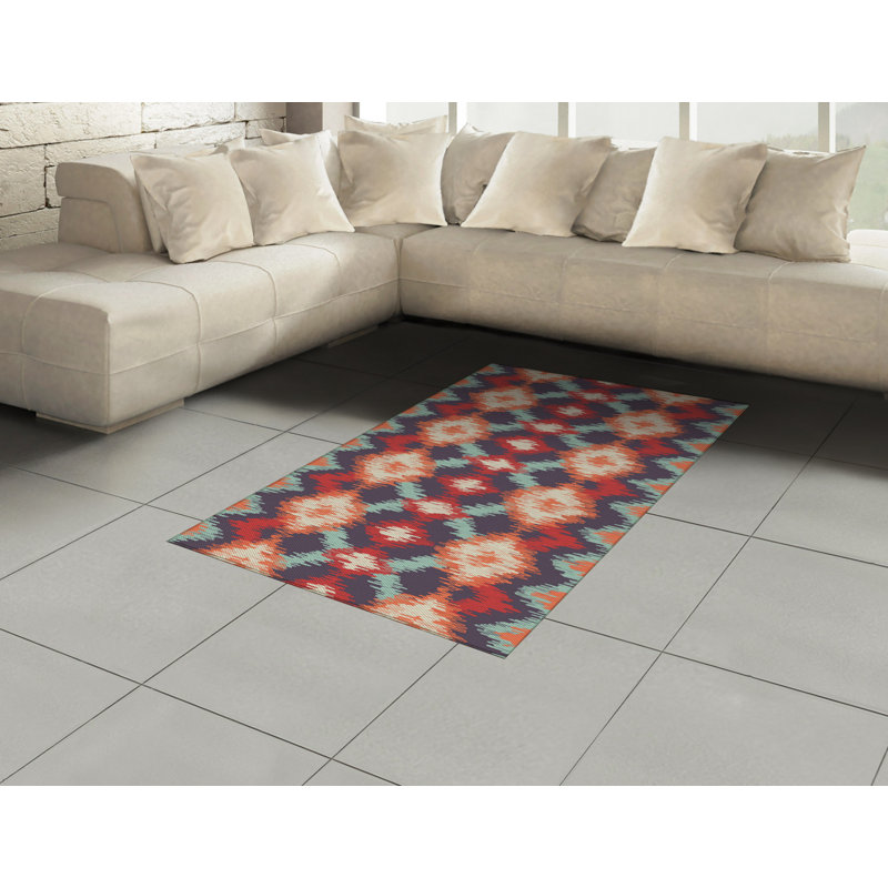 Tapis décoratif Ikat, Rectangle— 4 pi x 5 pi 8 po