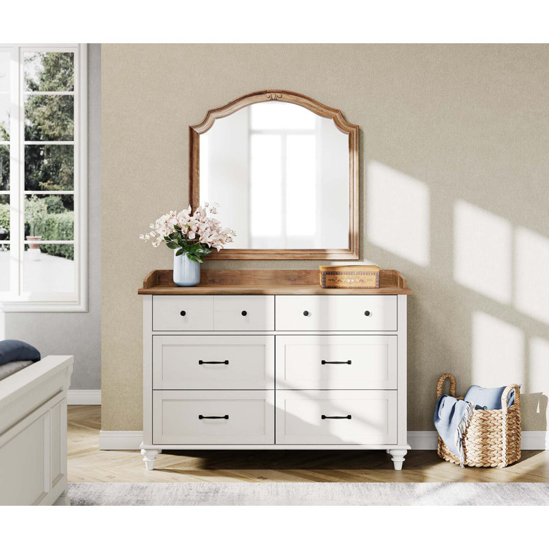 Ensemble de commode 2 pièces Ailan, une commode et une table de chevet, Brun / blanc