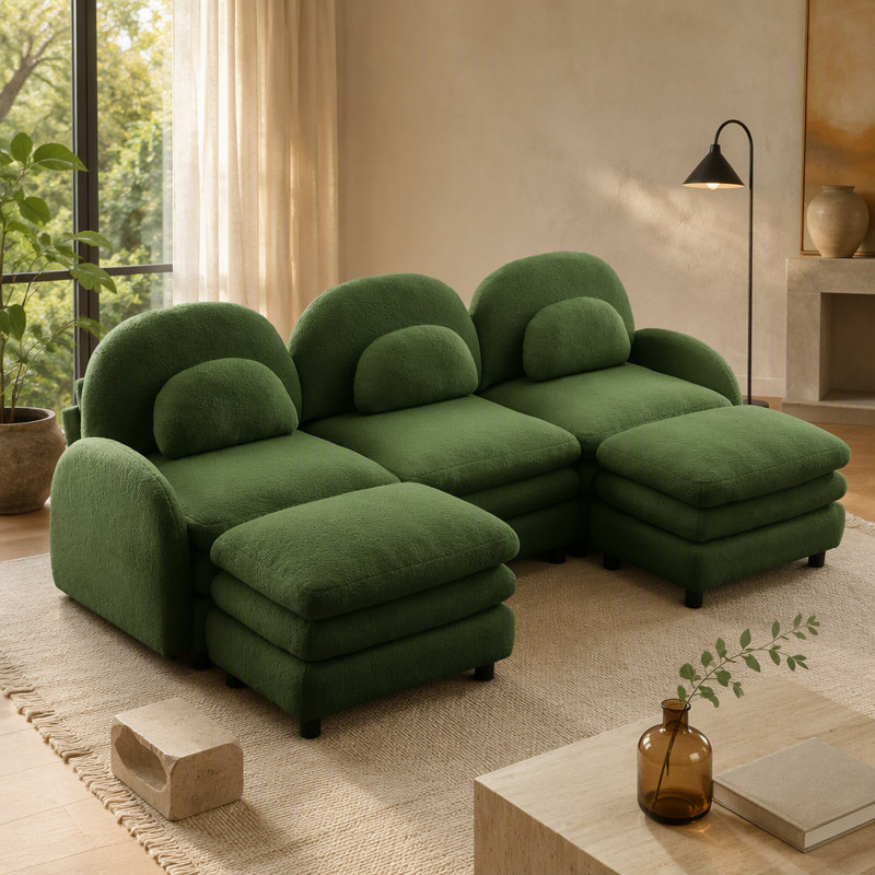 Canapé modulaire 3 places Teddy, L 98,2 po, Green Teddy