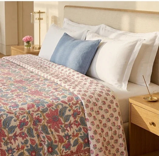 Comforter, Cream Rose Pink Dusty Blue, King