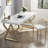 40" Modern White Rectangular Writing Desk With Gold Base