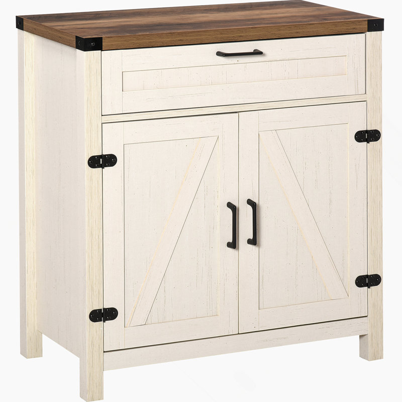 Buffet buffet, armoire de cuisine rustique à 2 portes de grange, armoire d'appoint avec rangement