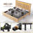 Fluted Panel Platform Bed with LED Headboard, Storage Drawers & USB Charging,No Box Spring Needed,Queen/Oak-453278634-453278639