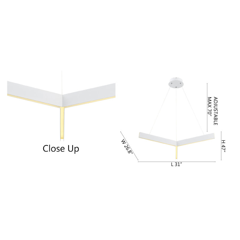 3-Light White LED Chandelier With Acrylic Diffusers, White