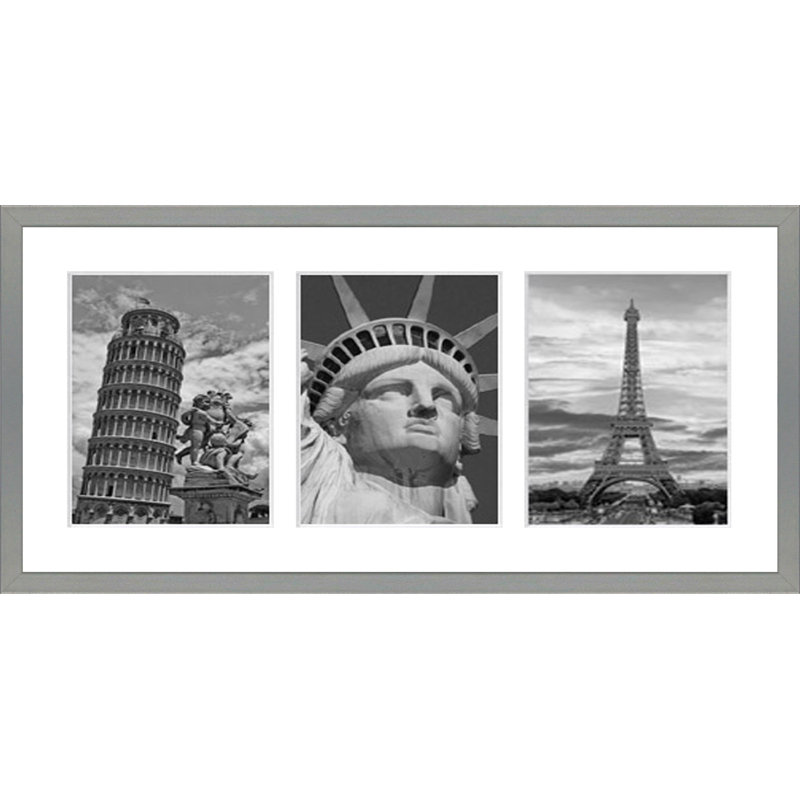 Landric Wood Picture Frame with Mat, Light grey