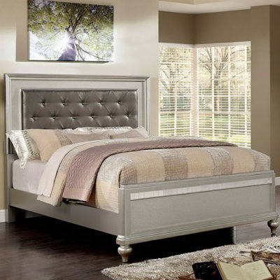 Veloura Silver Twin Panel Bed
