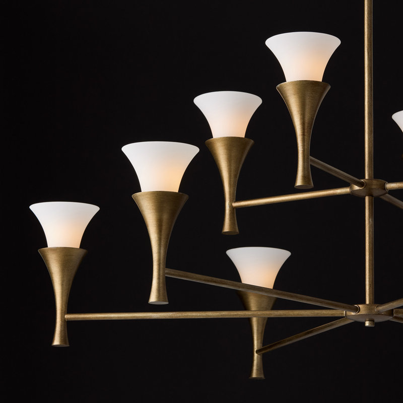 48" W x 35" H 10-Light Two-Tier Chandelier in Mystic Luster with Soft White Glass