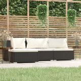 Latitude Run® 3 Piece Patio Lounge Set With Cushions Black Poly Rattan