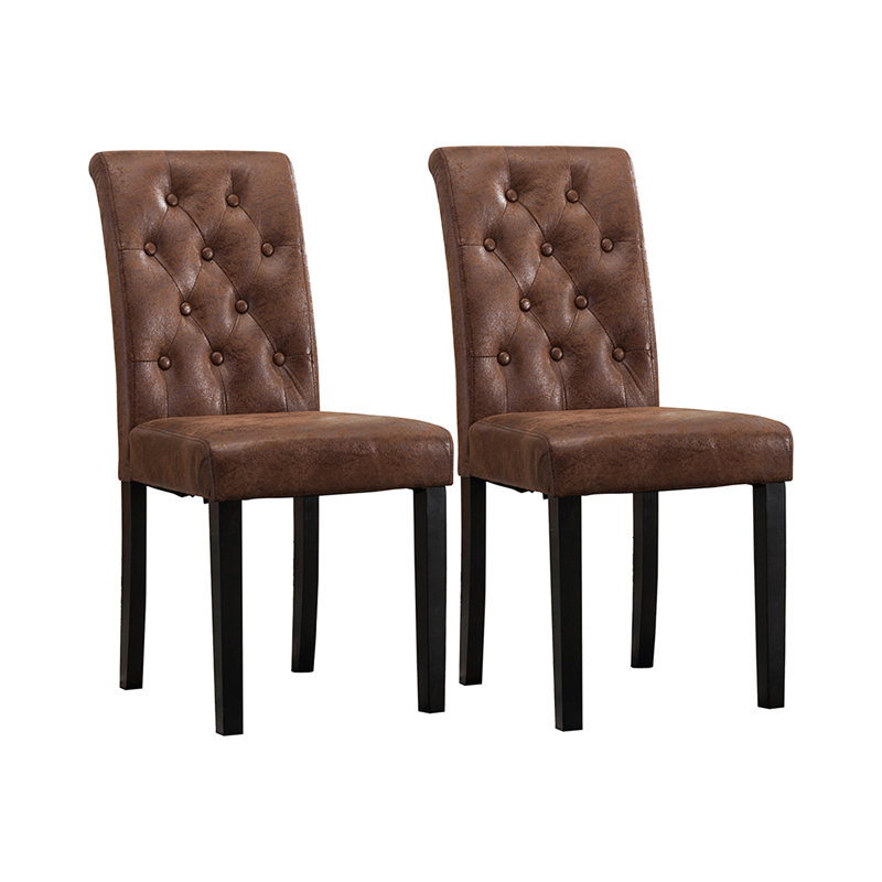 Brainard 46cm H Tufted Upholstered Side Chair, Brown, 2