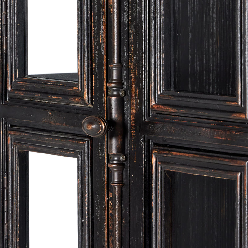 Loami China Cabinet, Distressed Burnt Black Veneer