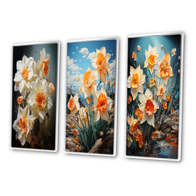 " White Affodils Romantic Impression " 3 - Pieces