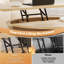 Table basse ronde de 80 cm avec plateau relevable, portes coulissantes cannelées et rangement-2039637604