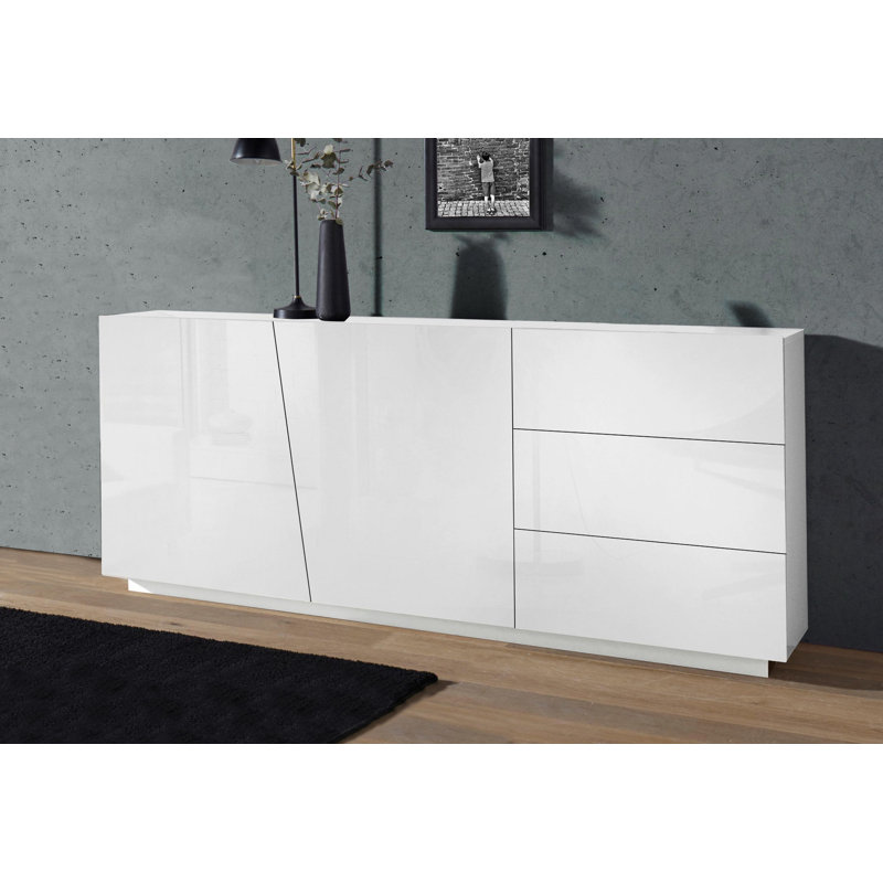 Bayonne 180 Cm Wide 3 Drawer Sideboard, White Glossy