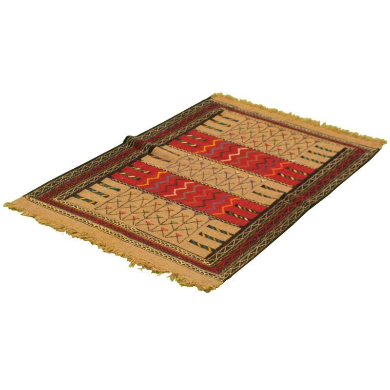 Tapis décoratif en laine brun clair 3 pi 8 po x 5 pi 7 po one-of-a-kind Boo noué à la main New Age