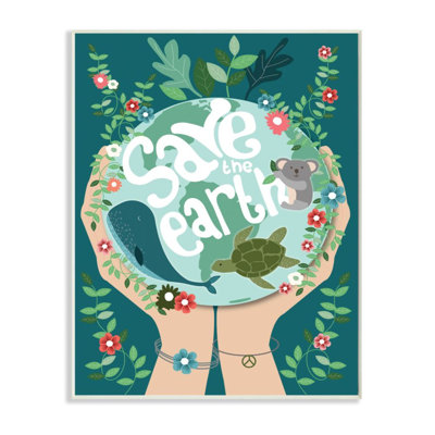 «Save the Earth» citation «Whale Turtle Koala Animals» par Hannah Heemsbergen - reproduction d'art