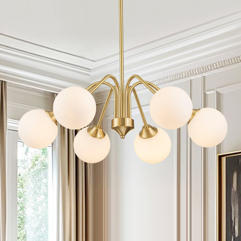 6 - Light Sputnik Chandelier with Glass Accents