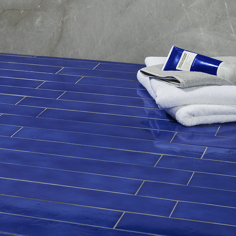 Carreau de porcelaine pour plancher et mur 3 po x 18 po Palermo (10,76 pieds carrés / caisse), Bleu