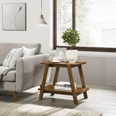 Mid-Century Modern Wood Shelf End Table