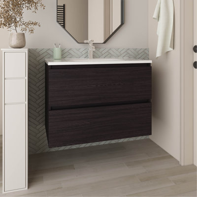 Meuble-lavabo de salle de bain avec lavabo, 2 tiroirs (SANS ROBINET INCLUS)