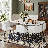 59" Modern Dining Table Set For 6 With 6 White PU Leather Chairs, Faux Marble Melamine Top-125119236-114023450