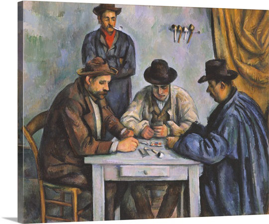 'The Card Players' by Paul Cezanne Painting Print on Wrapped Canvas, 24" H x 30" L x 1,5" D