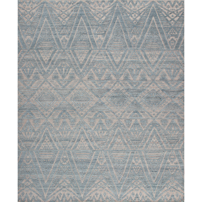 Bariloche Wool Geometric Area Rug in Blue, Rectangle 8' x 10'