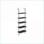Bibliothèque à 5 niveaux H 72 po stratifié noir aspect marbre contemporain | Noir | Métal