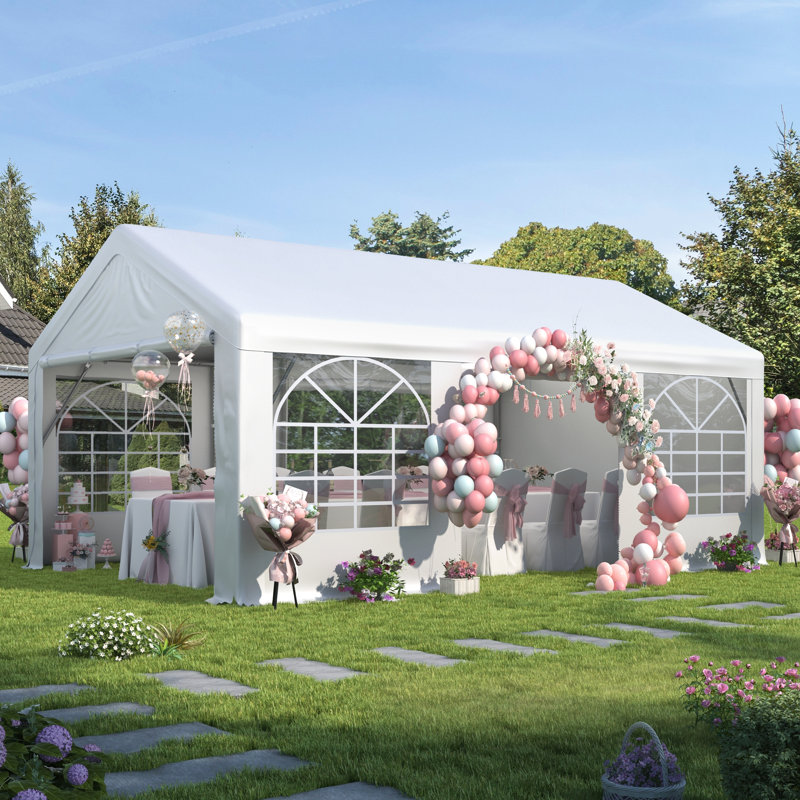 13 ft. W x 20 ft. D Outdoor Galvanized Steel Party Tent with Storage bags and 4 Sandbags, 13 ft. W x 20 ft. D