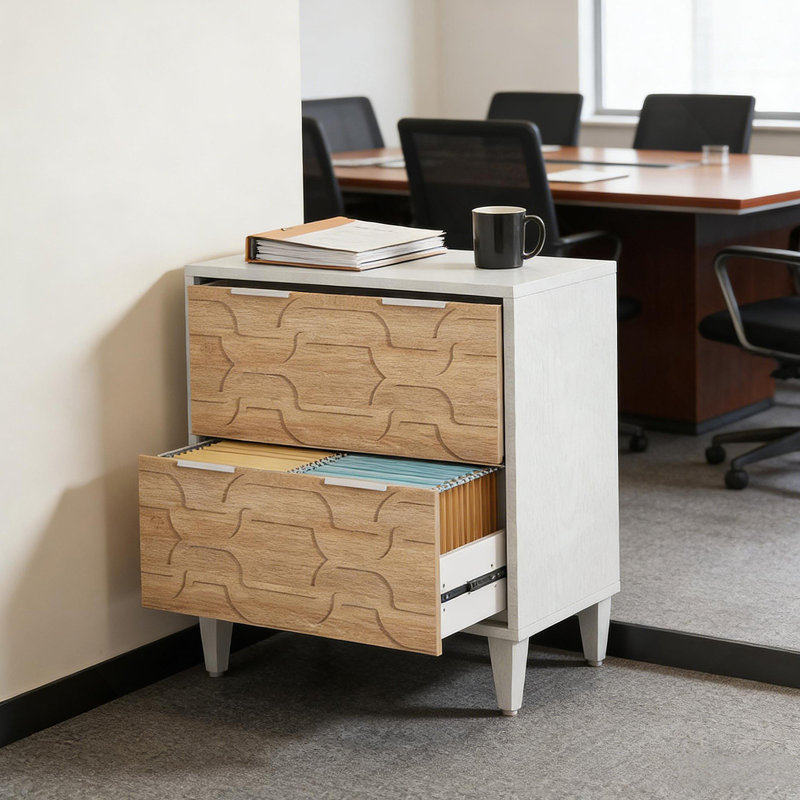 Wood Storage Cabinet,File Cabinet With Drawer, Natural