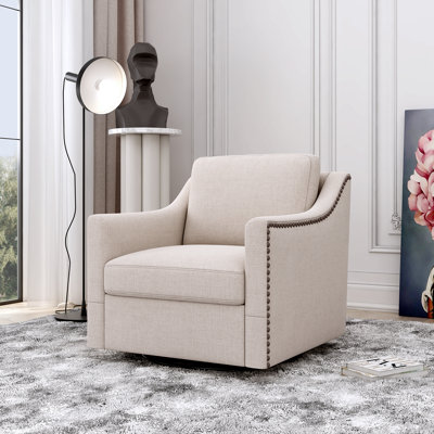 31''W Linen Swivel Accent Armchair- 360° Rotation