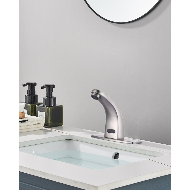 Automatic Sensor Bathroom Faucets Touchless Centerset Bathroom Faucet with Cover Plate, Brushed Nickel