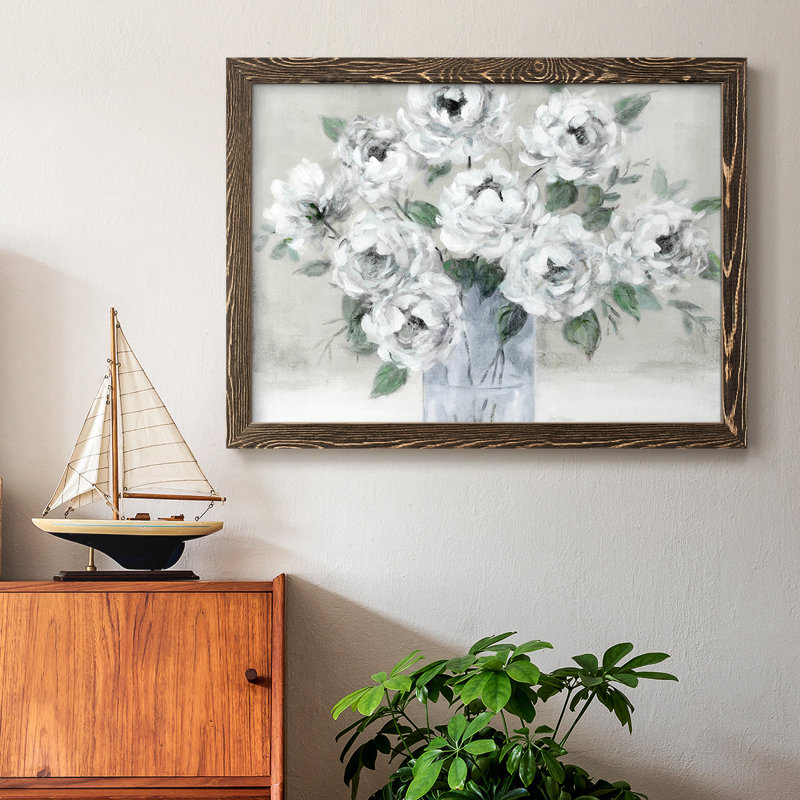 Tender White Roses, reproduction d'art sur toile, Noyer, H 22 po x l 32 po