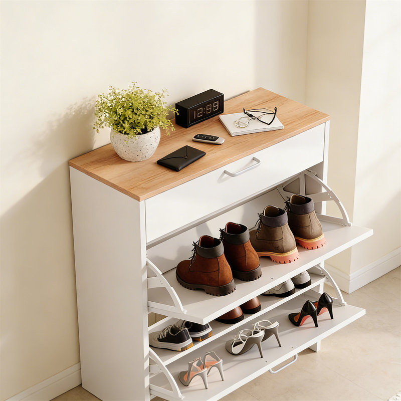 10 Pair Shoe Storage Cabinet, White