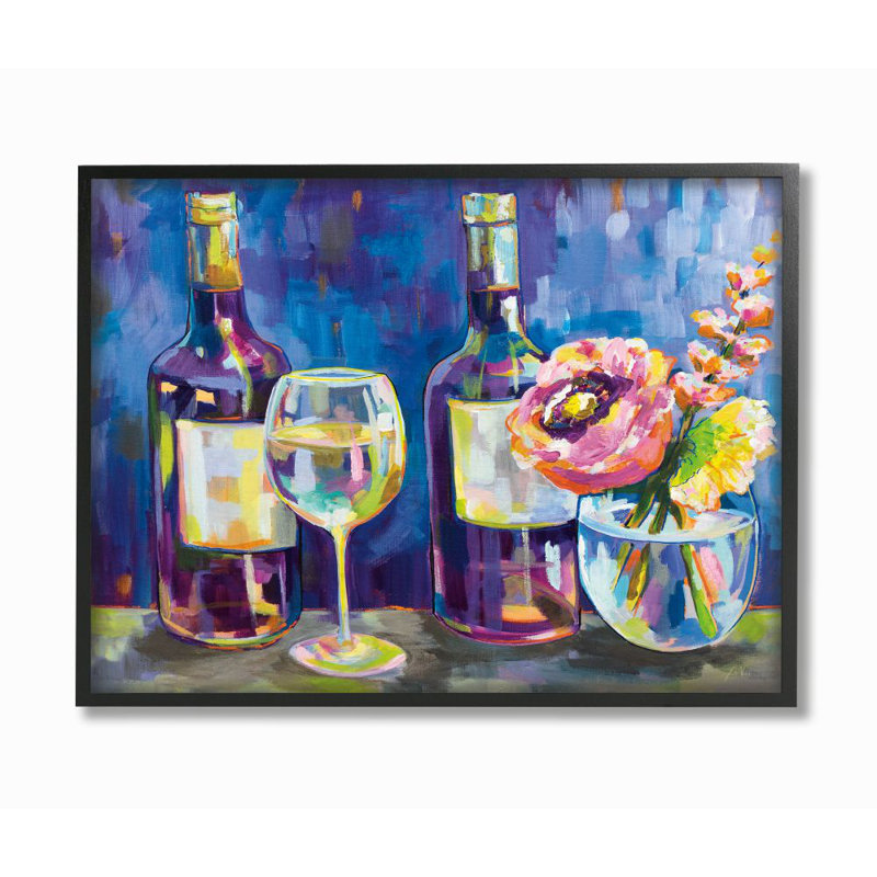 «Party Drinks and Flowers Blue Purple Modern» par Jeanette Vertentes, reproduction d'art sur toile non encadrée